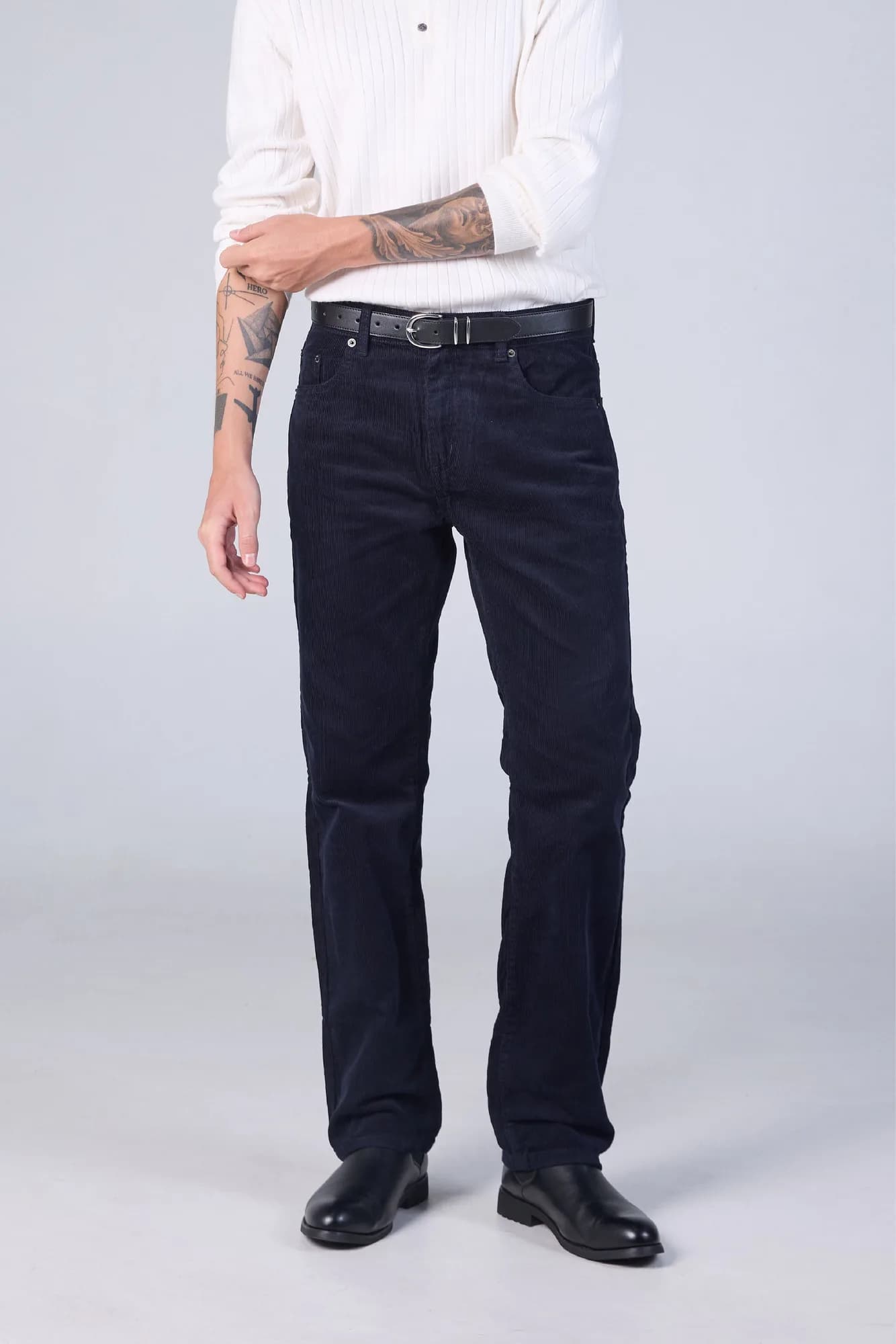 Jack Russel - Men Corduroy Pants - Klassik J-1200/DB Straight Fit Dark Blue