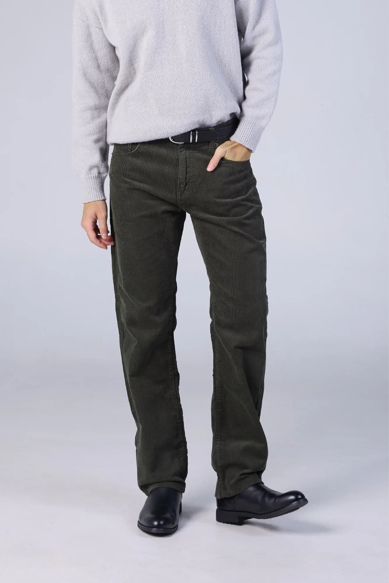 Jack Russel - Men Corduroy Pants - Klassik J-1200/GR Straight Fit Green