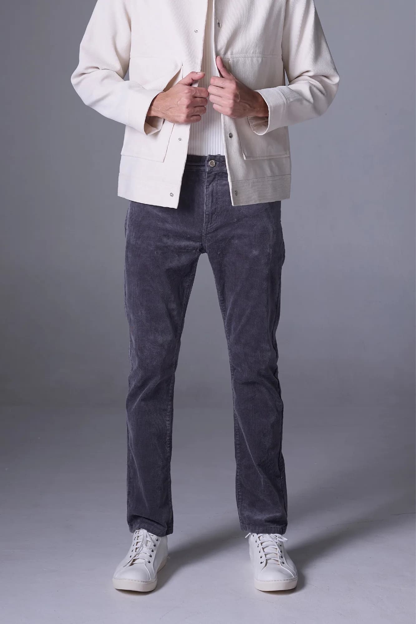 Jack Russel - Men Corduroy Pants - Klassik J-427/38 Corduroy Slim Fit Grey