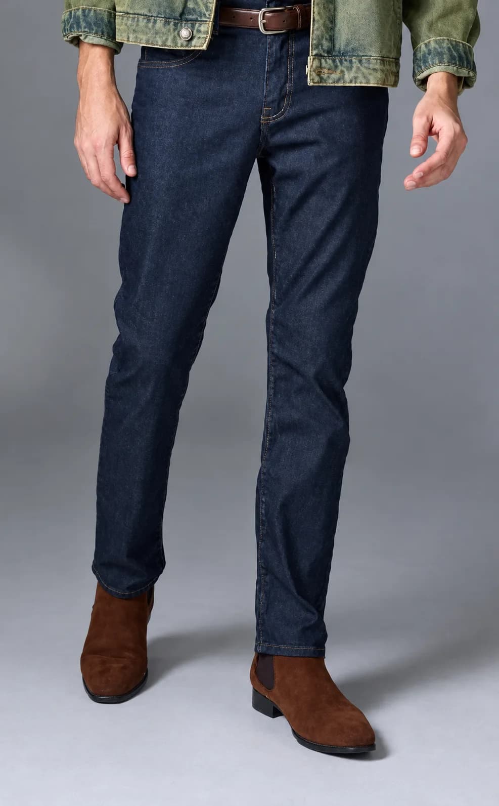 Jack Russel - Heren Jeans - Handwerk J-800 Slim fit Middenblauw / Coating gloss
