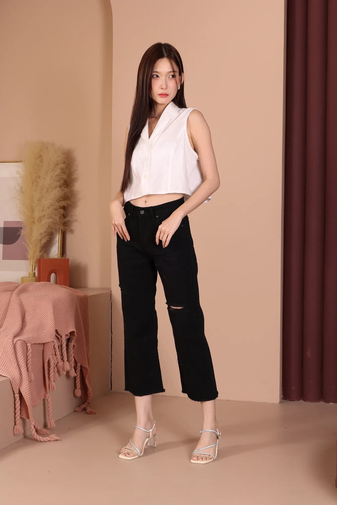 Jack Russel - Women Jeans - Handwerk JF-110/SB Wide Leg Super Black High Waisted