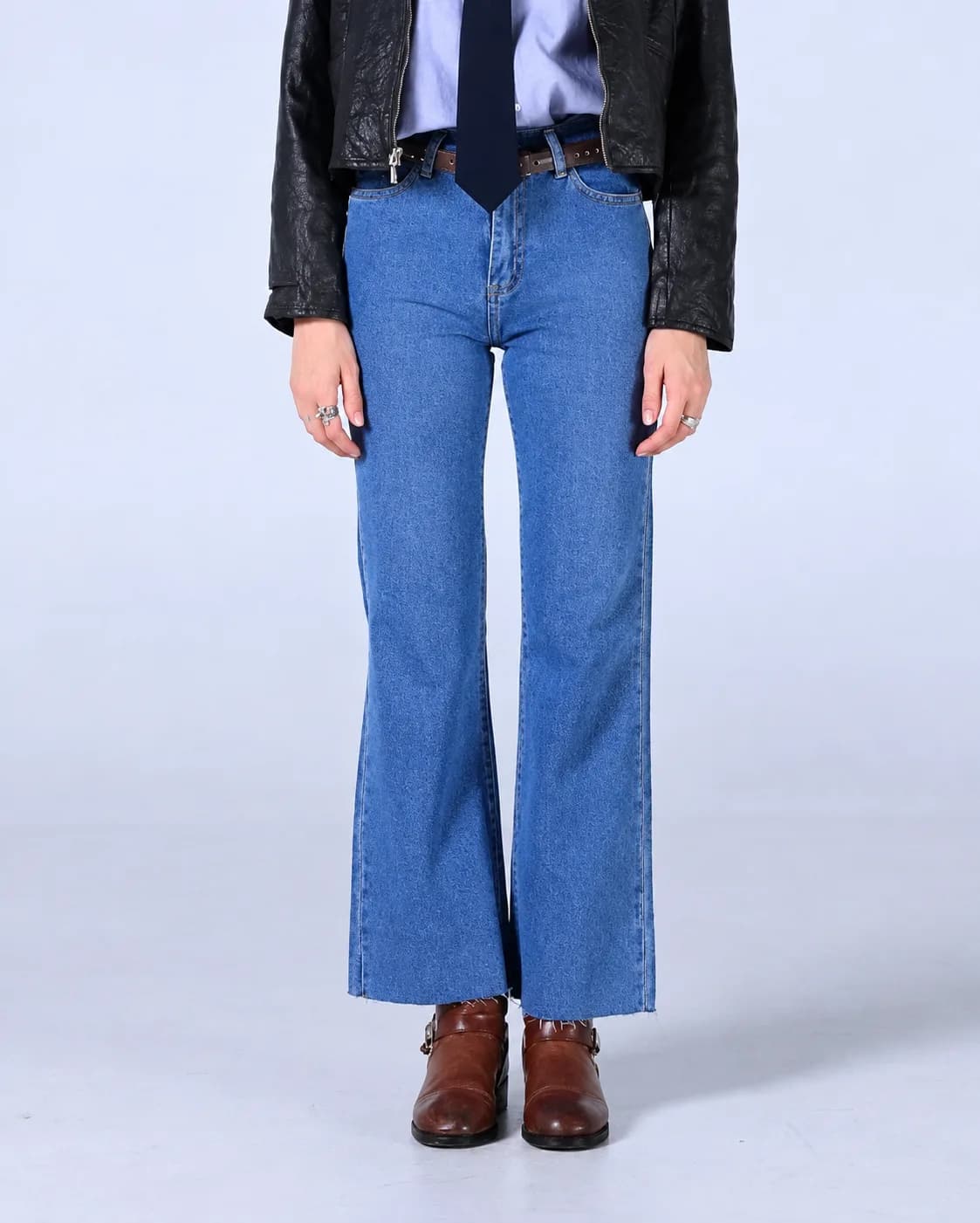 Jack Russel - Dames Jeans - Handwerk JF-132 Boot cut Wijd Lichtblauw Lage taille