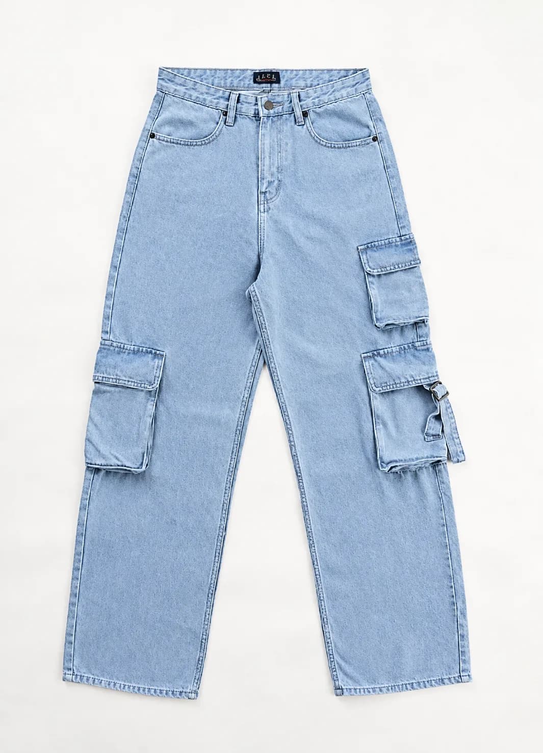 Jack Russel - Dames Cargo - Handwerk JF-151/OM Rechte pijp Wit blauw Gewassen Hoge taille