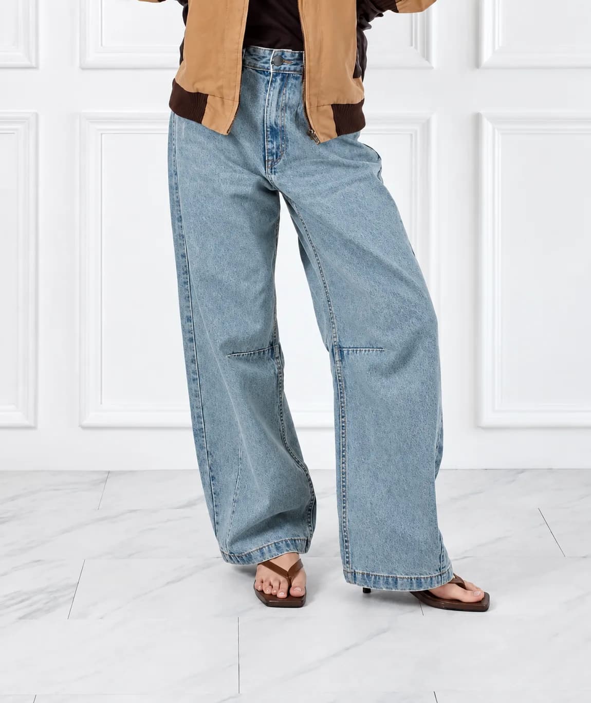Jack Russel - Dames Jeans - Handwerk JF-165 Baggy Lage taille Wijde pijp Lichtblauw
