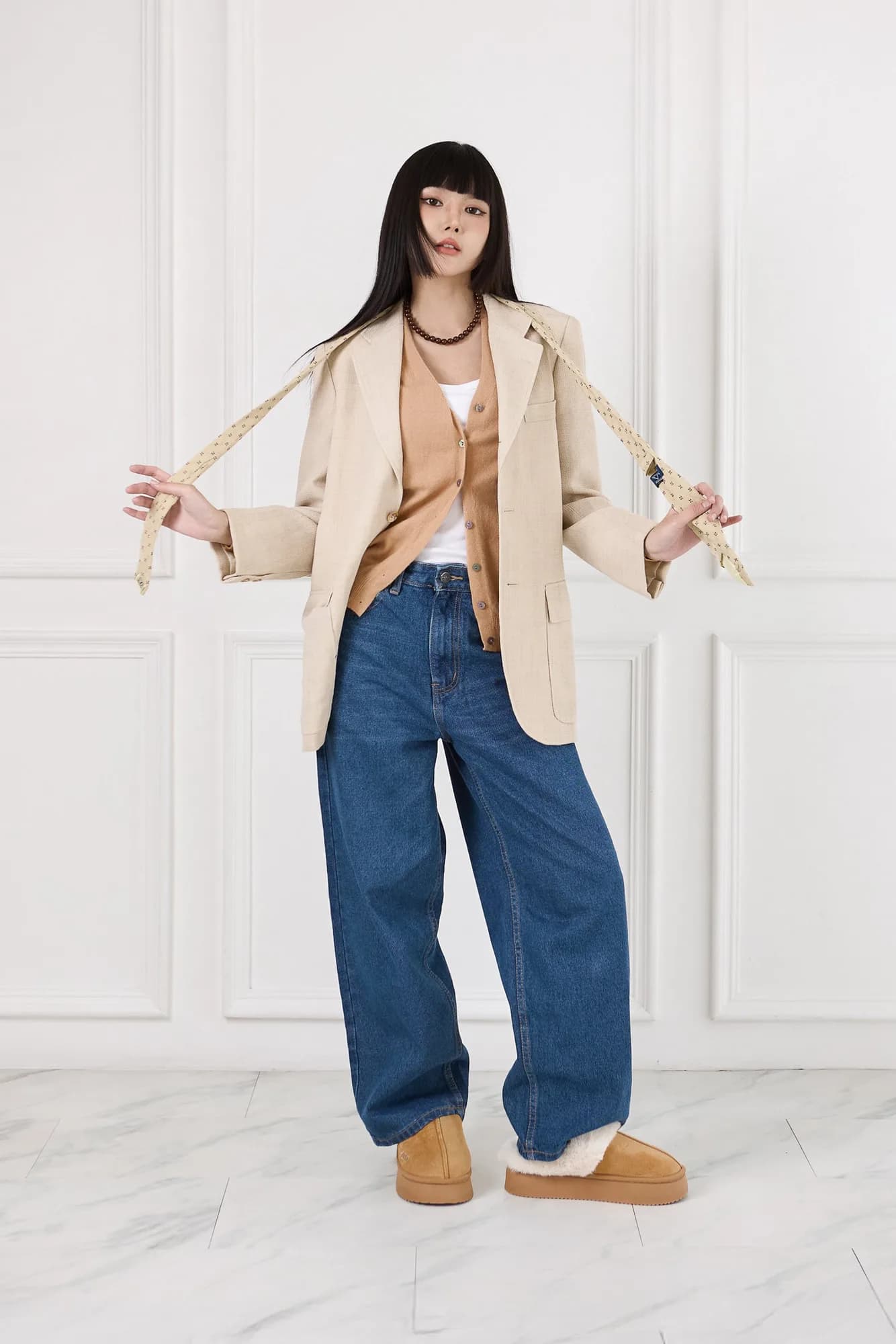 Jack Russel - Women Jeans - Klassik JF-166/DB Baggy Wide Leg Low Rise Dark Blue