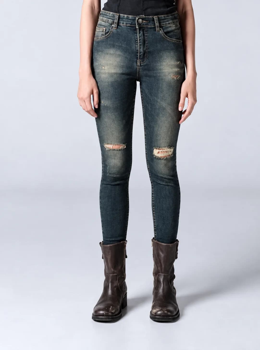 Jack Russel - Dames Jeans - Handwerk JF-212 Skinny fit Donkerblauw Middelhoge taille