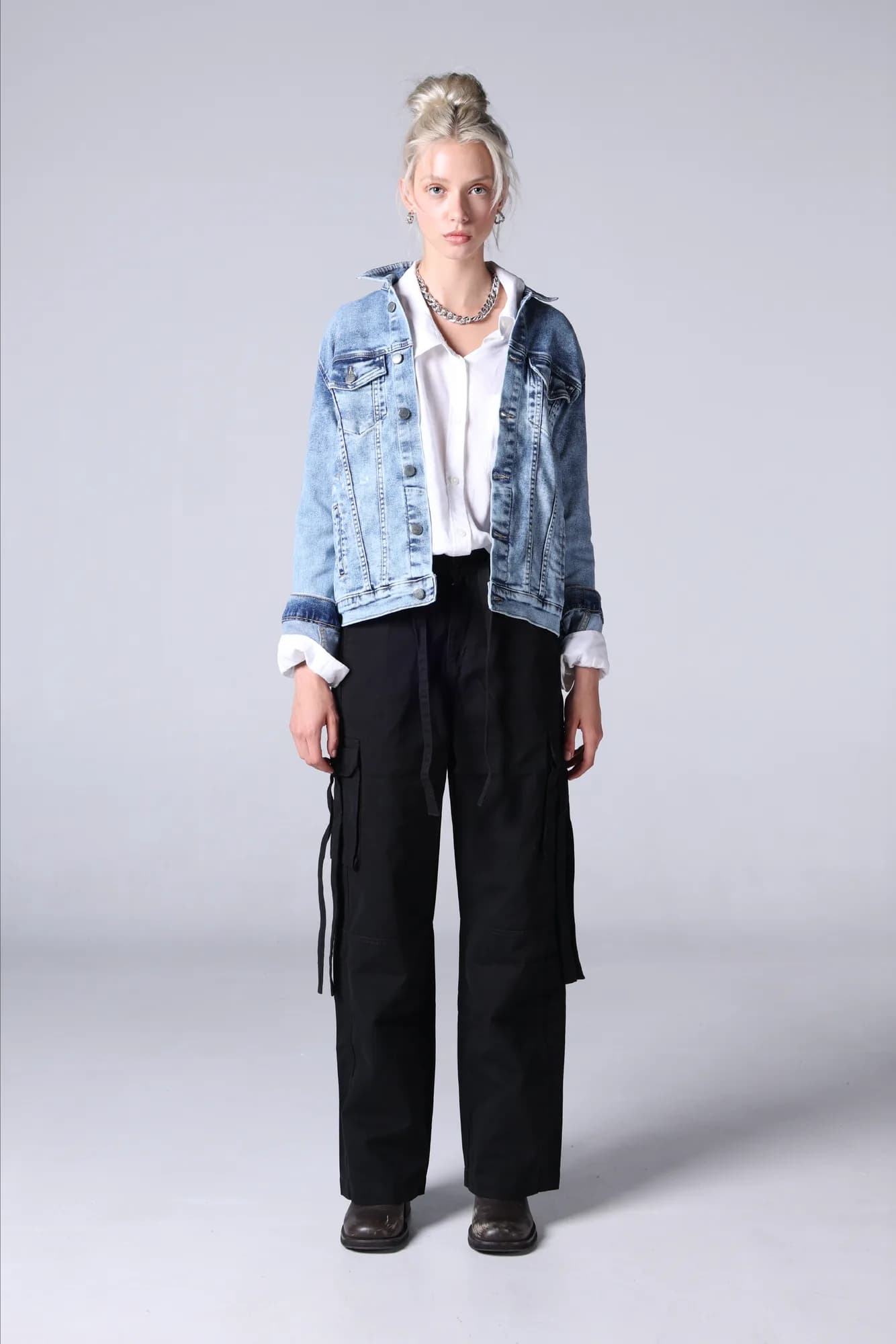 Jack Russel - Women Cargo Chino - Handwerk JF-333/BK Straight Fit Black High Waisted