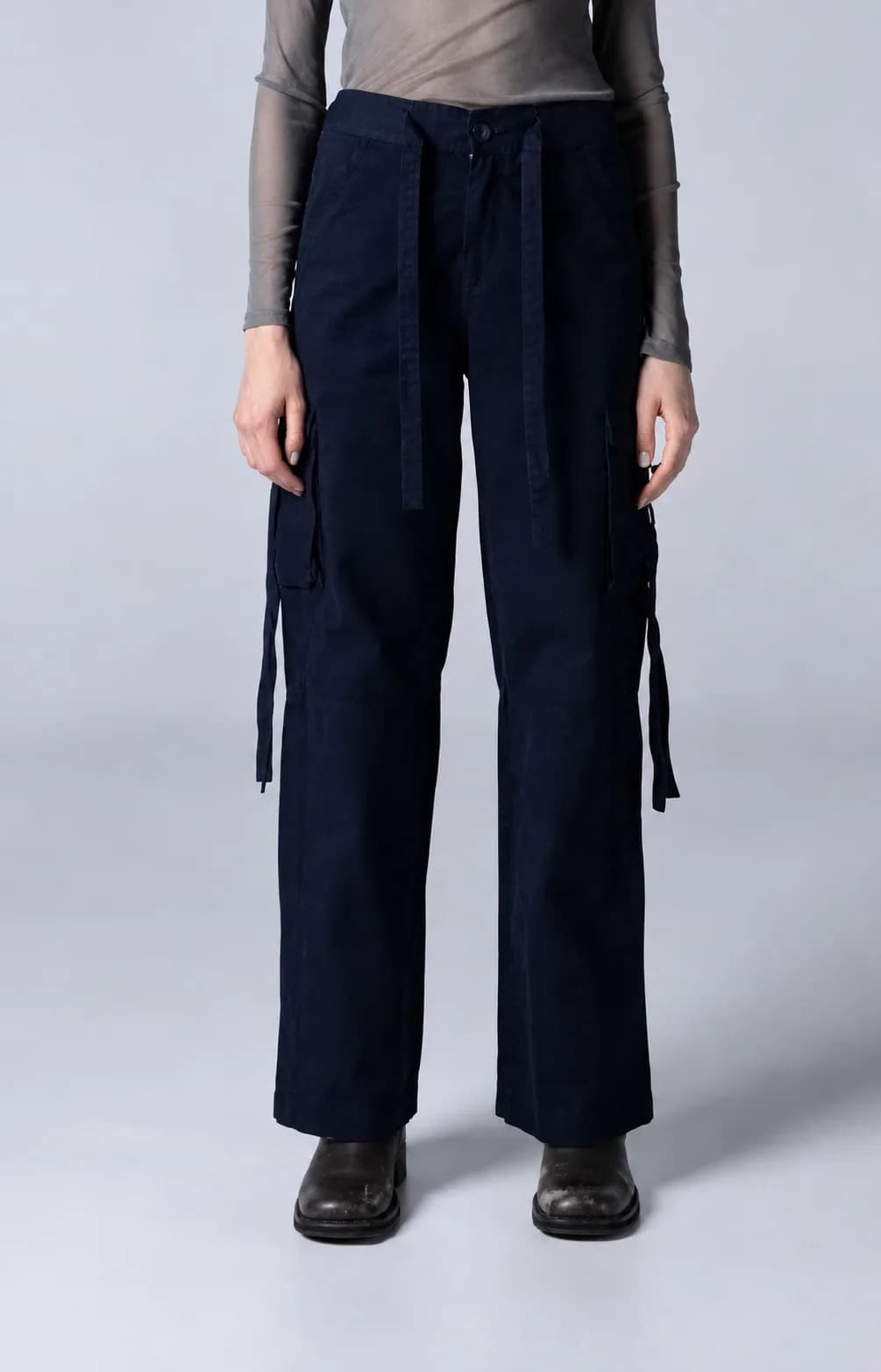 Jack Russel - Dames Cargo Chino - Handwerk JF-333/DB Rechte pijp Donkerblauw Hoge taille