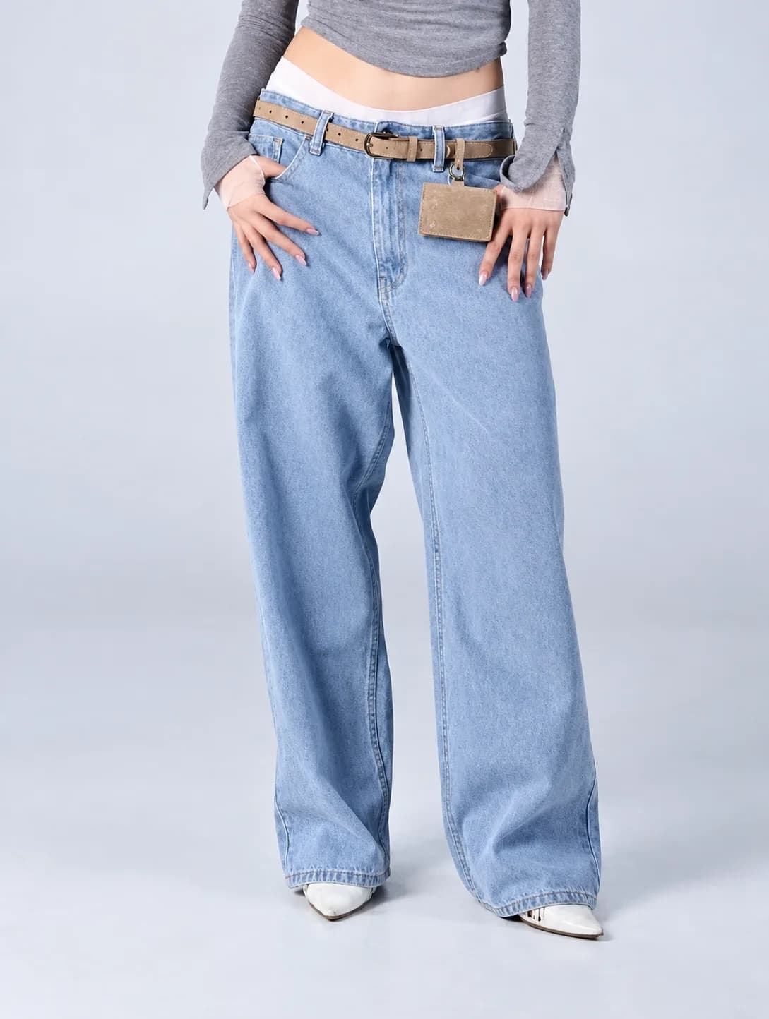 Jack Russel - Dames Jeans - Klassik JF-399 Baggy Wijde pijp lage taille Blauw