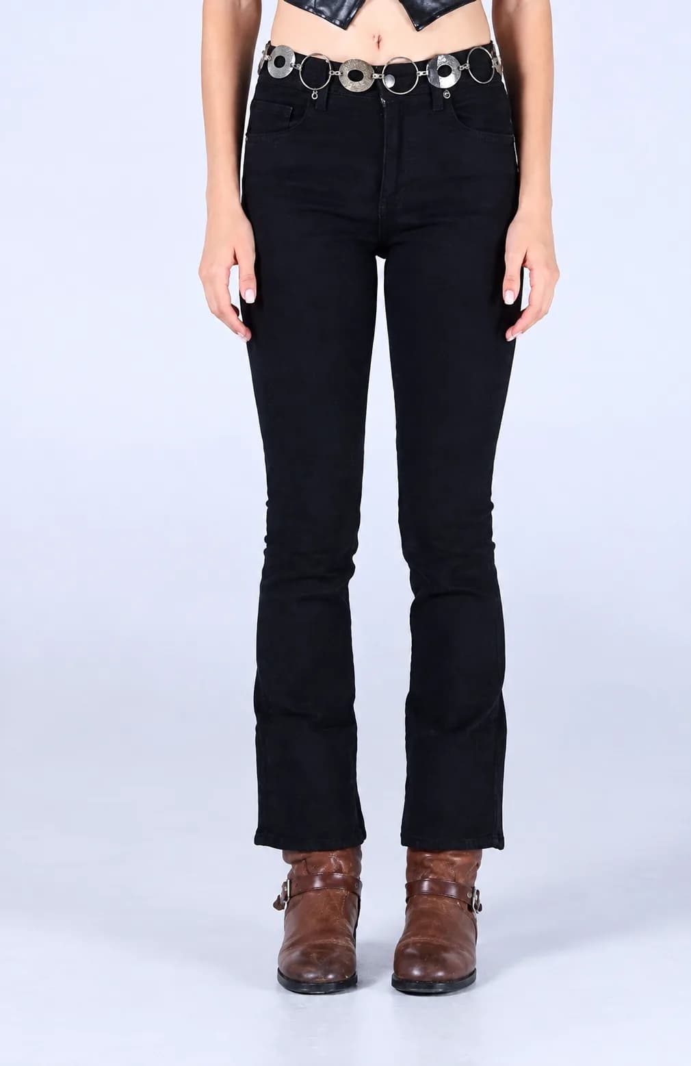 Jack Russel - Dames Jeans - Klassik JF-BT/BK Boot cut Zwart Middelhoge taille