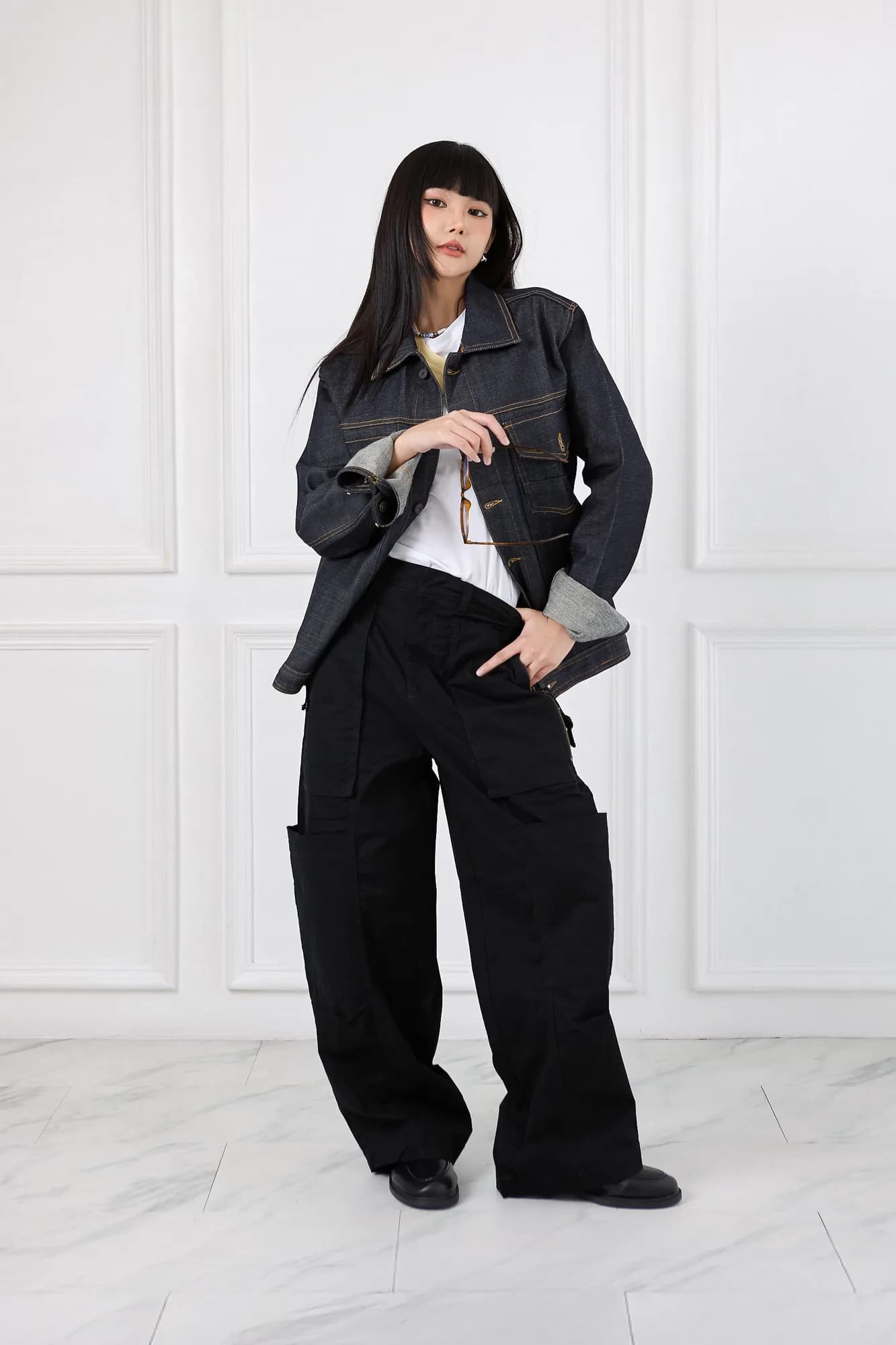Jack Russel - Women Cargo - Handwerk JF-REN/BK Loose Fit Kangaroo Pocket Black