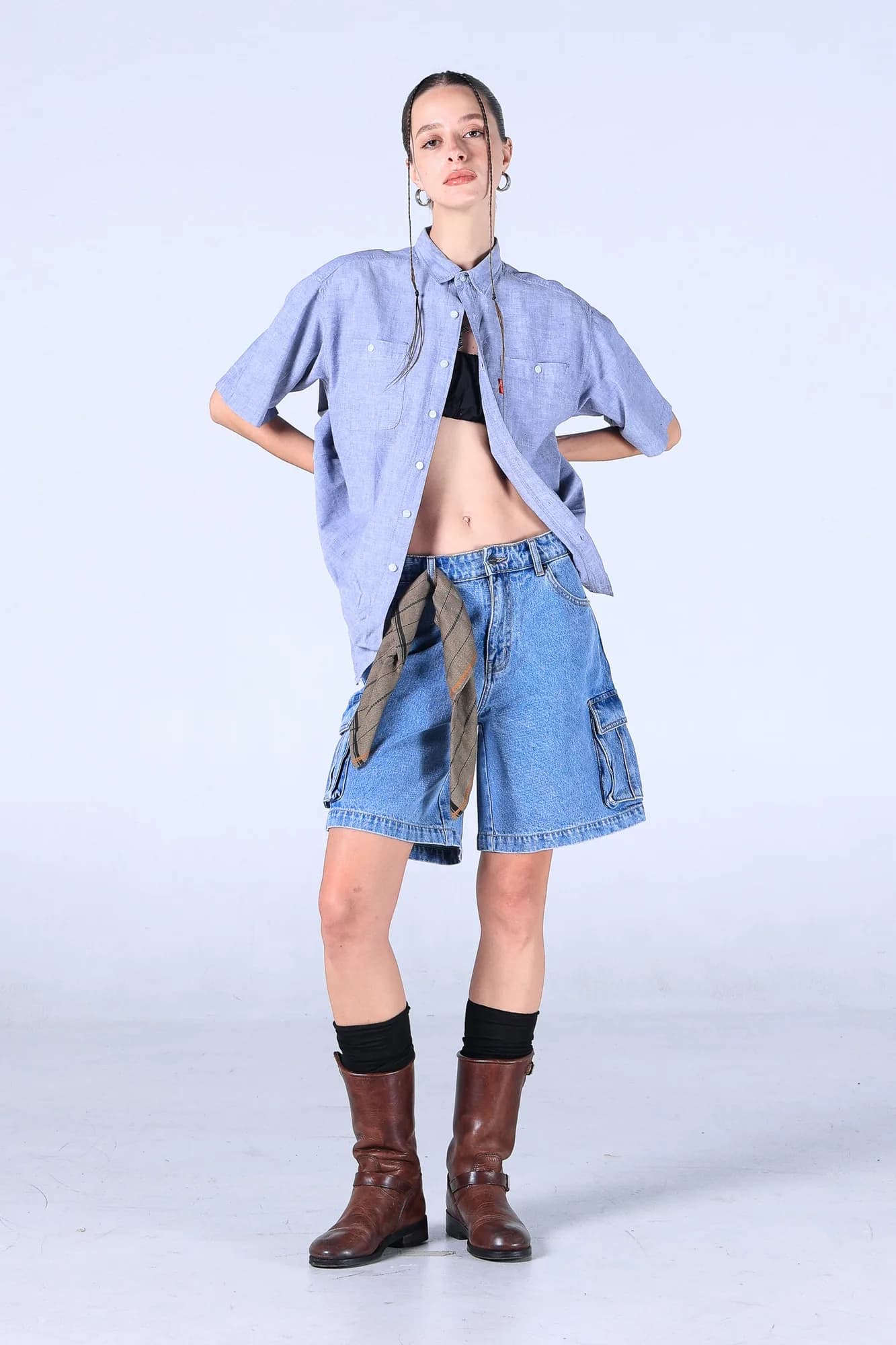 Jack Russel - Women Short Jeans - Handwerk JF-SH-CG/DB Dark Blue Mid Waisted