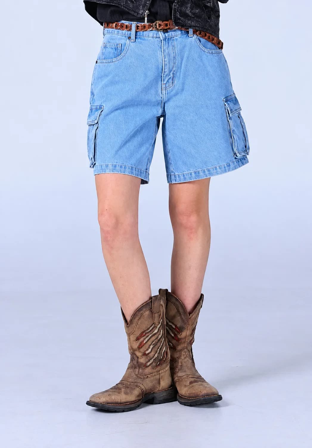Jack Russel - Dames Korte jeans - Handwerk JF-SH-CG/LB Lichtblauw Middelhoge taille