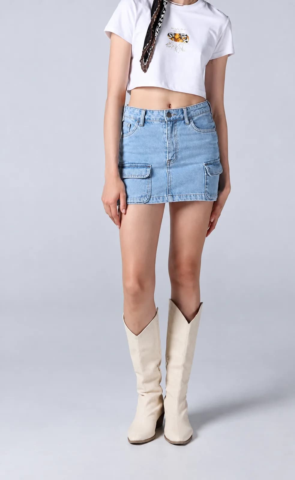 Jack Russel - Dames Cargo Rokken Jeans - Handwerk JF-SK1/LB Lichtblauw Lage taille