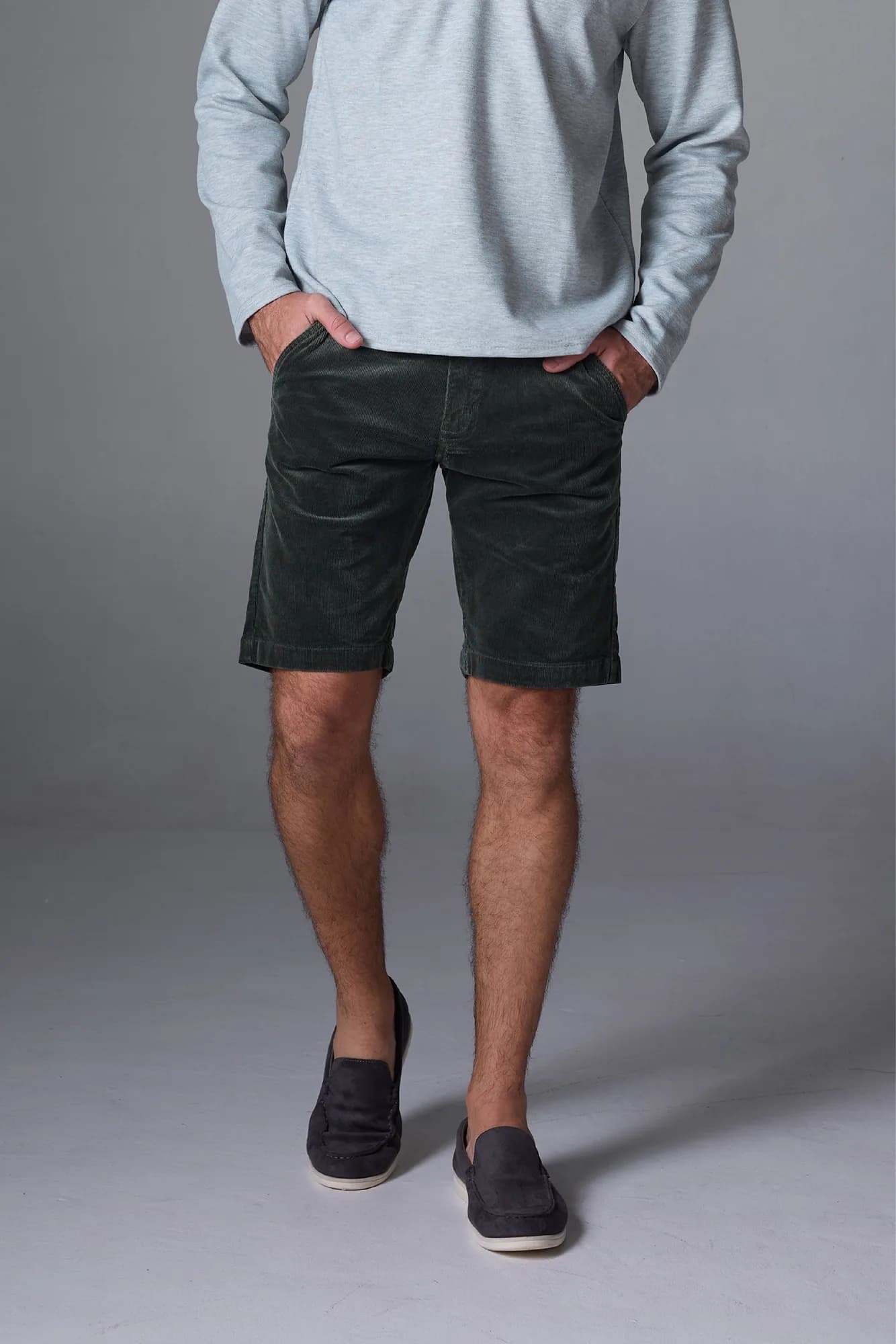 Jack Russel - Men Corduroy Shorts - Handwerk JS-222/GRN Slim Fit Green