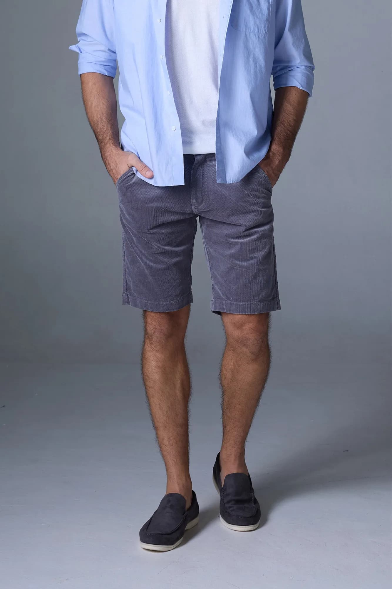 Jack Russel - Men Corduroy Shorts - Handwerk JS-222/LG Slim Fit Light Grey