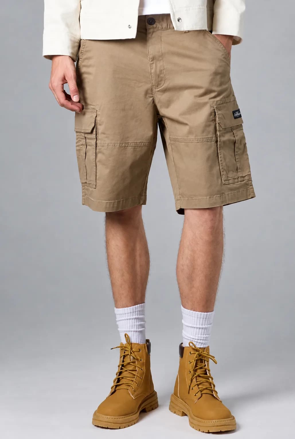 Jack Russel - Heren Cargo Korte broek - Handwerk JS-SON/KK Slim fit Khaki
