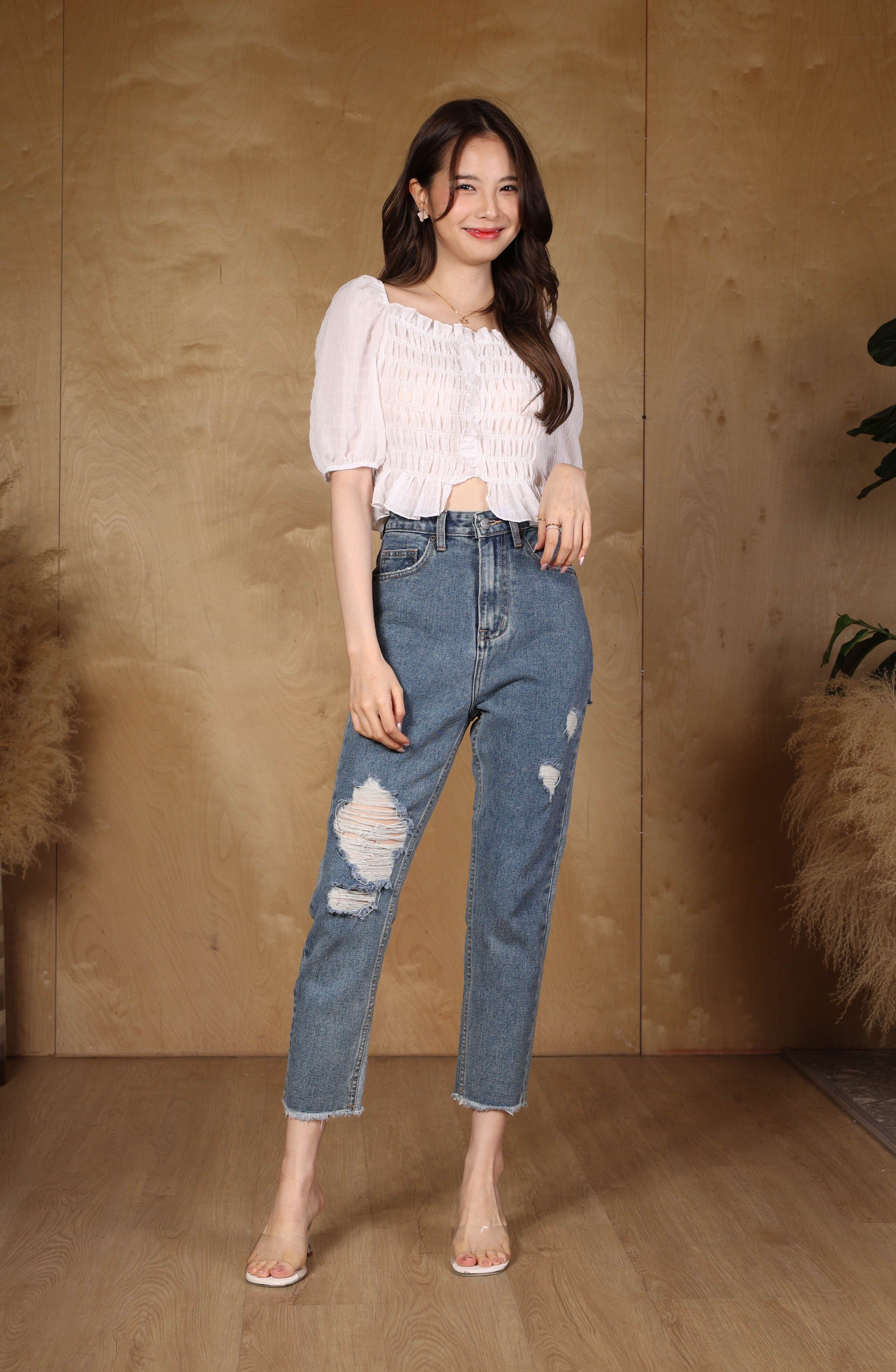 Jack Russel - Dames Jeans - Handwerk JF-123 Skinny fit Blauw Middelhoge taille